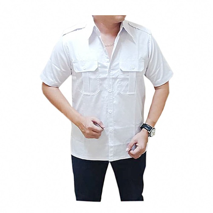 Jual Kemeja Safari Pria Drill Lengan Pendek, size S - XXL