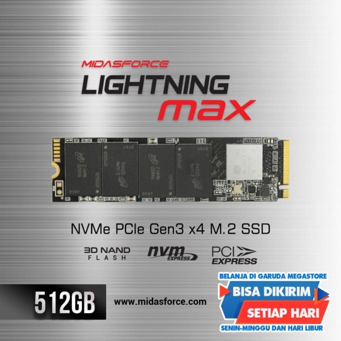 Jual NVME M.2 512GB MIDASFORCE LIGHTNING MAX SSD NVMe M.2 PCIe Gen3 x4