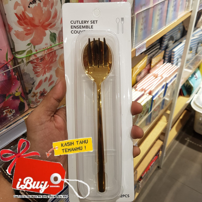 Jual Miniso Luxury Bright Color Cutlery Set Sendok Garpu With Case GOLD Jakarta Utara iBuy