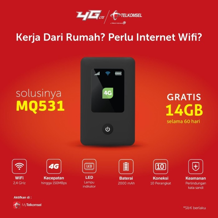 Jual Modem Mifi Wifi 4G MQ531 UNLOCK ALL GSM Free Kartu