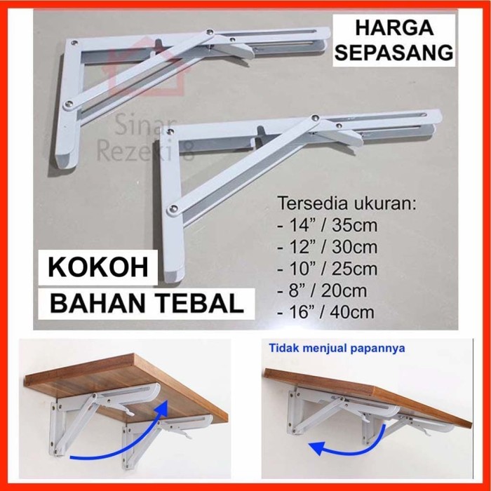 Jual 14 35cm Siku Dinding  Penyangga Rak  Meja Lipat  Shelf 