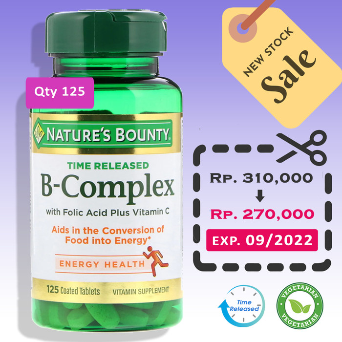 Jual Nature's Bounty B-COMPLEX Time Released 125 Tab Plus FOLIC ACID ...