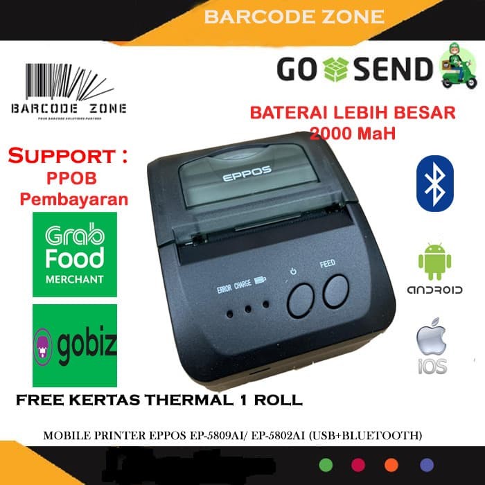 Jual MINI PRINTER BLUETOOTH THERMAL EPPOS EP-5809AI EP 