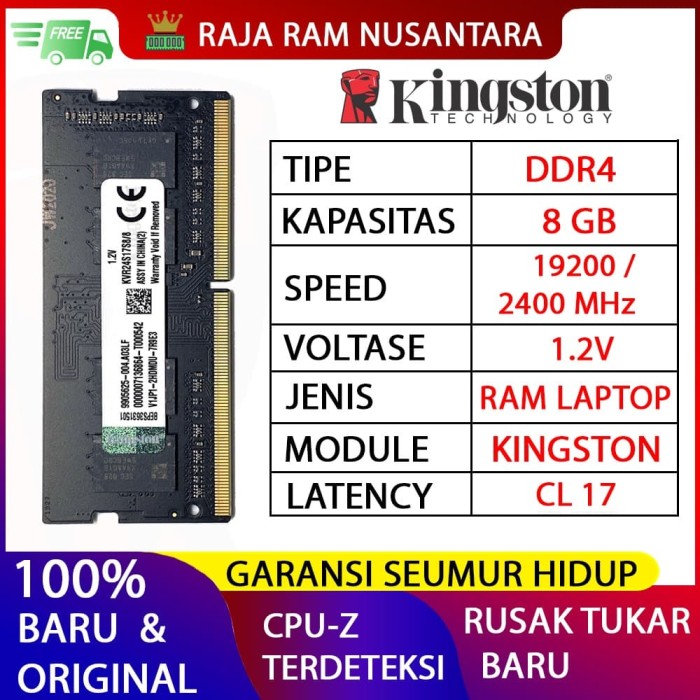 Jual RAM LAPTOP KINGSTON DDR4 8GB 2400 MHz 19200 ORI GAMING RAM NB DDR4