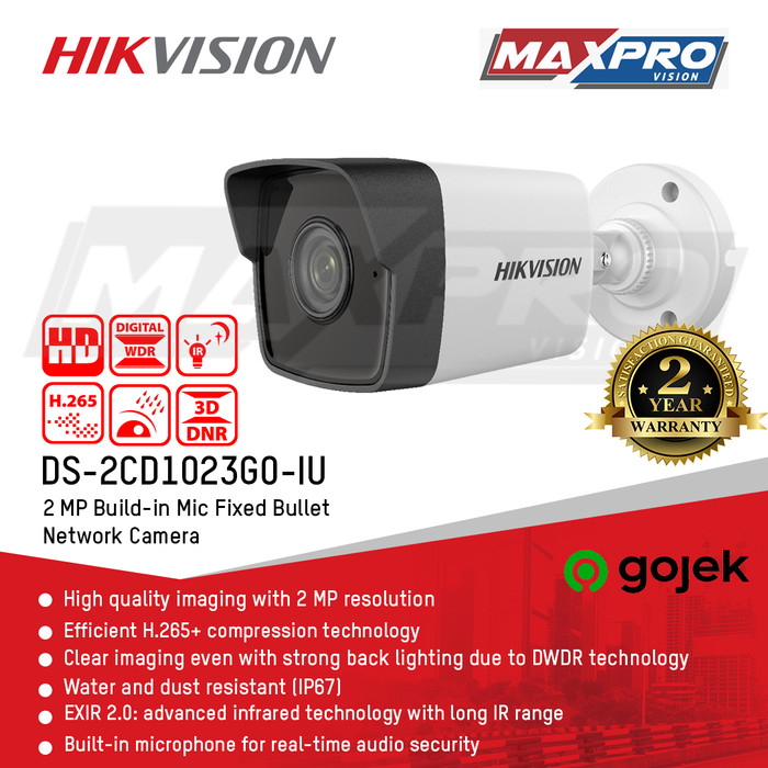 Jual IP CAMERA 2MP BUILT IN MIC HIKVISION DS-2CD1023G0-IU