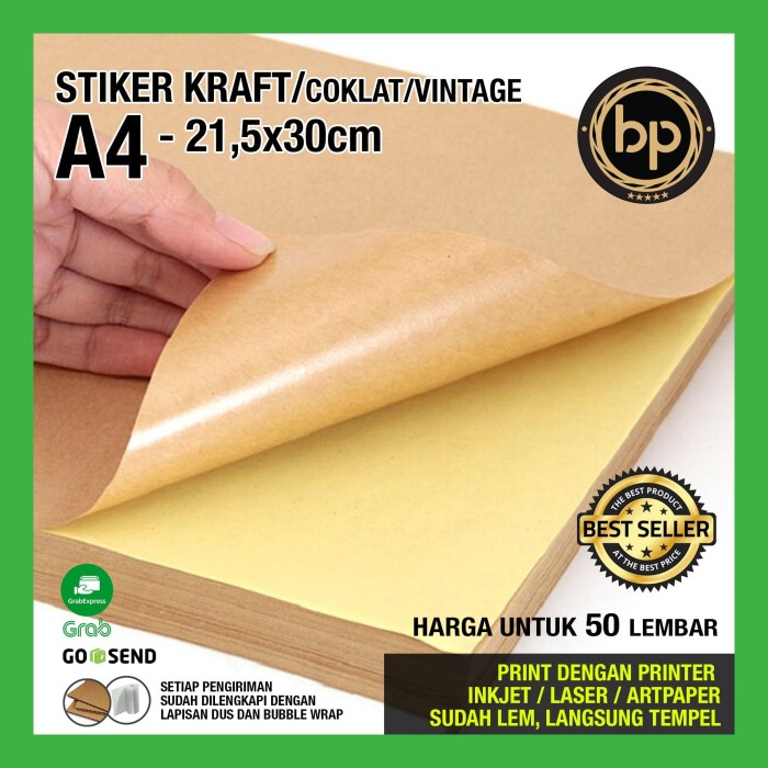 Jual A4  LABEL PRINT KERTAS  STIKER  STICKER KRAFT 