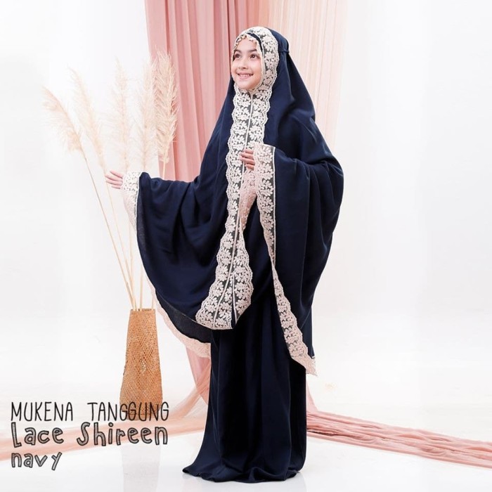 Promo MUKENA TANGGUNG RAYON LACE SHIREEN NAVY - Kota