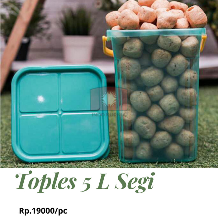 Jual Toples Kue 5 Liter Persegi Snack Lebaran Cantik Hijau Jakarta