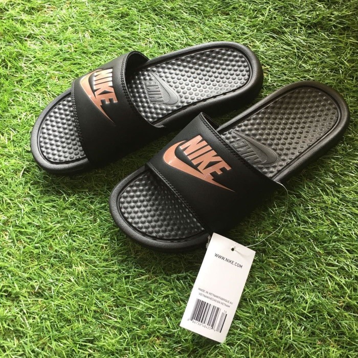 nike benassi black rose gold