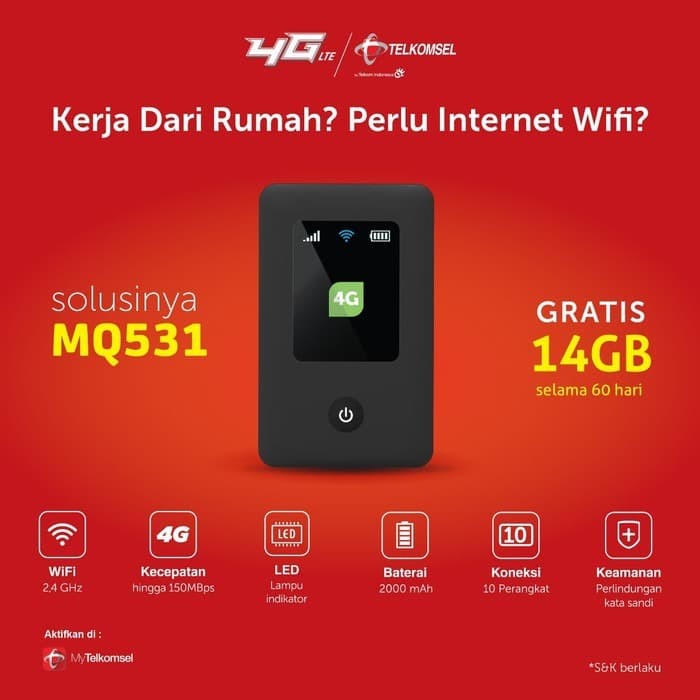 Jual Modem MIFI Wifi 4G MQ531 Unlock Free Telkomsel Kuota ...