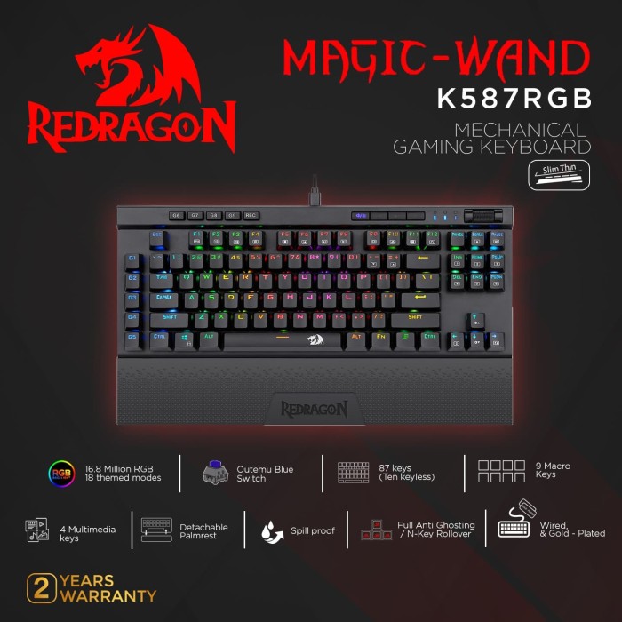 Promo Redragon Mechanical Gaming Keyboard RGB MAGICWAND