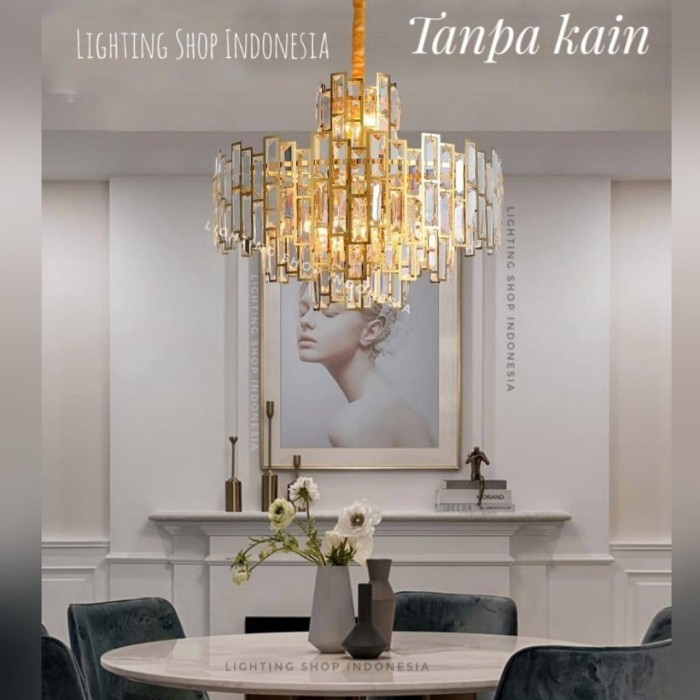 Lampu Gantung Kristal Gold Modern