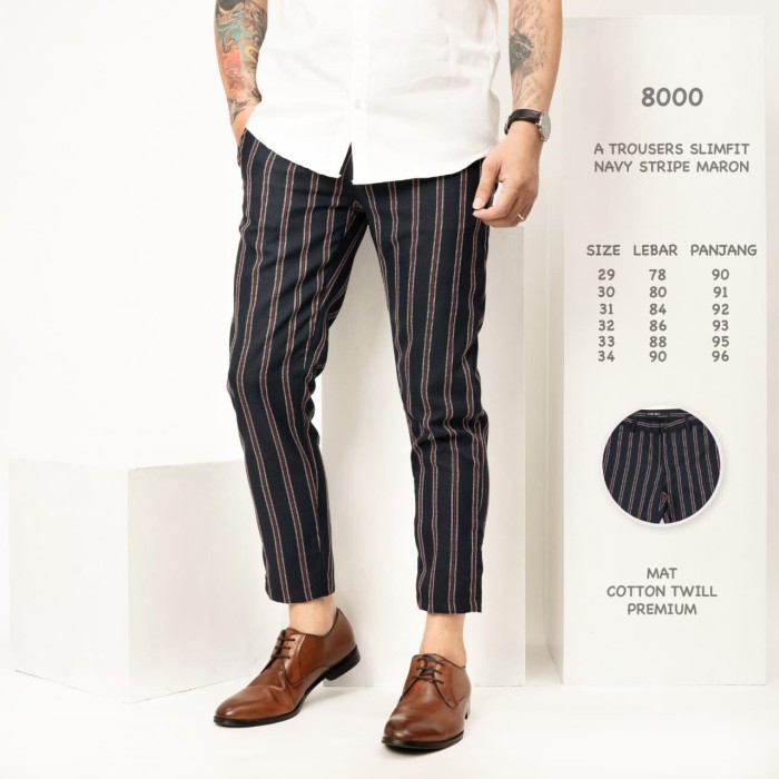 Jual Celana  Panjang Pria  Celana  Stripe Ankle  Pants 