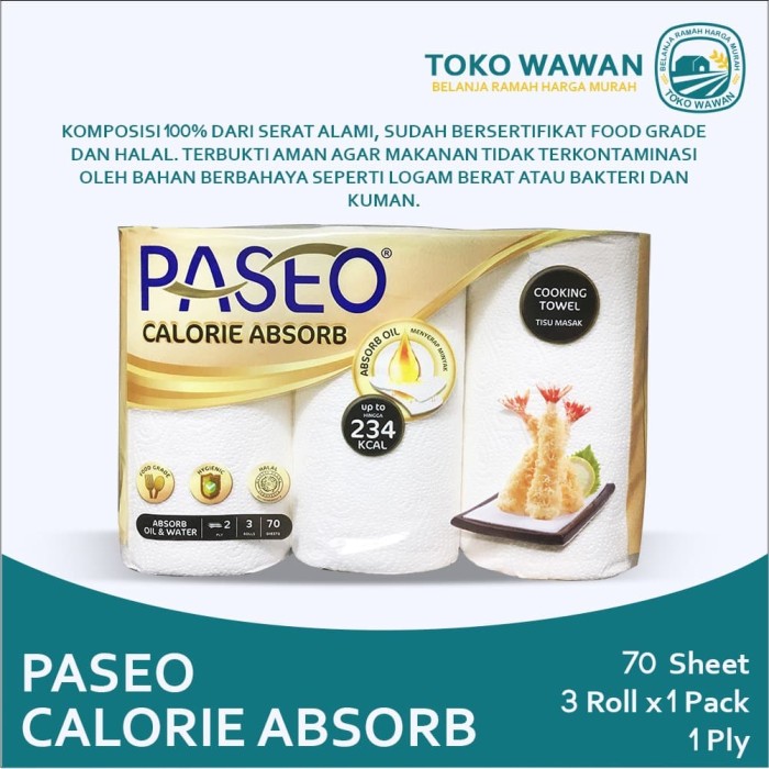 Jual Tissue PASEO Elegant Kitchen Towel 3 roll in 1 70s / Tisu Minyak