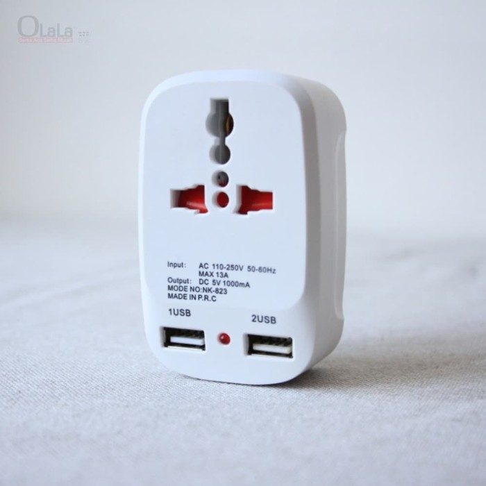 Jual Adaptor travelling 2 usb NK-828K - random - Jakarta