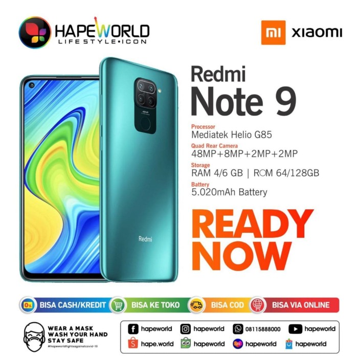 Jual Xiaomi Redmi Note 9 6gb 128gb Garansi Resmi 1 Tahun Hp Android Mur Kota Banjarmasin Hapeworld Official Store Tokopedia