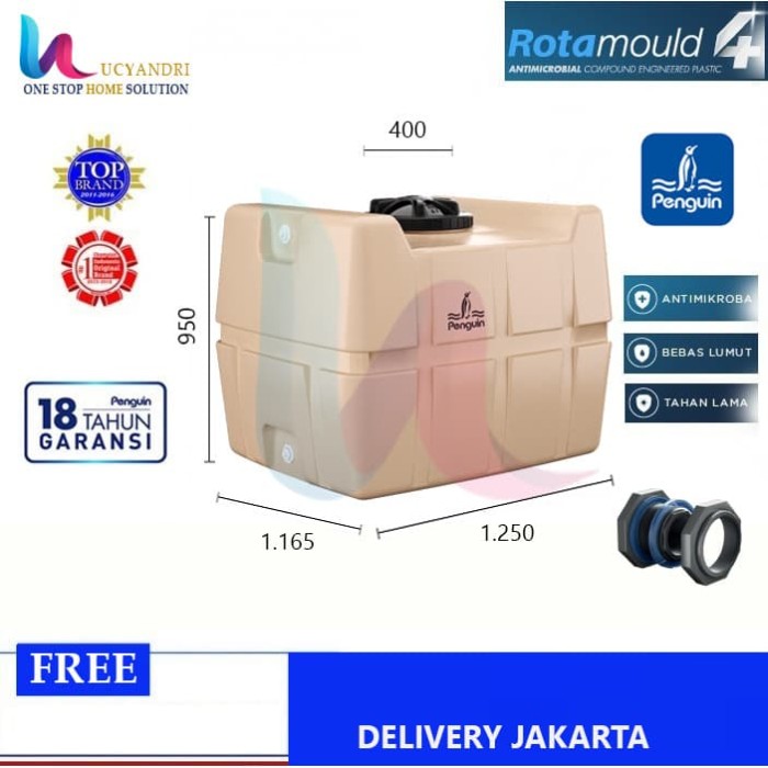 Jual Toren Air Penguin Kotak 1000 L Tandon Tangki Air TE 100 Cubic Tank