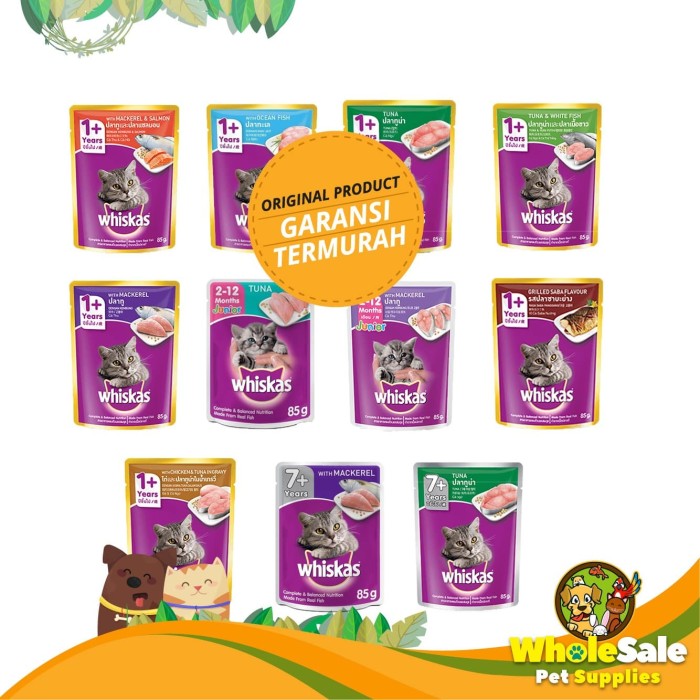 Jual MAKANAN KUCING BASAH - WHISKAS SACHET ALL VARIAN 85GR ...