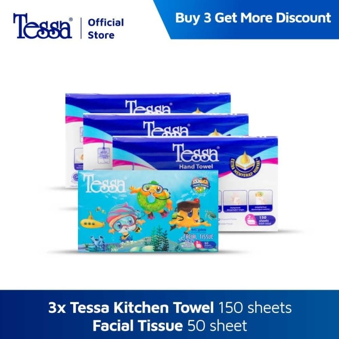Jual Beli 3 Gratis 1 Tessa Kitchen Towel dan Tissue Jual Beli 3 Gratis 1 Tessa Kitchen Towel dan Tissue