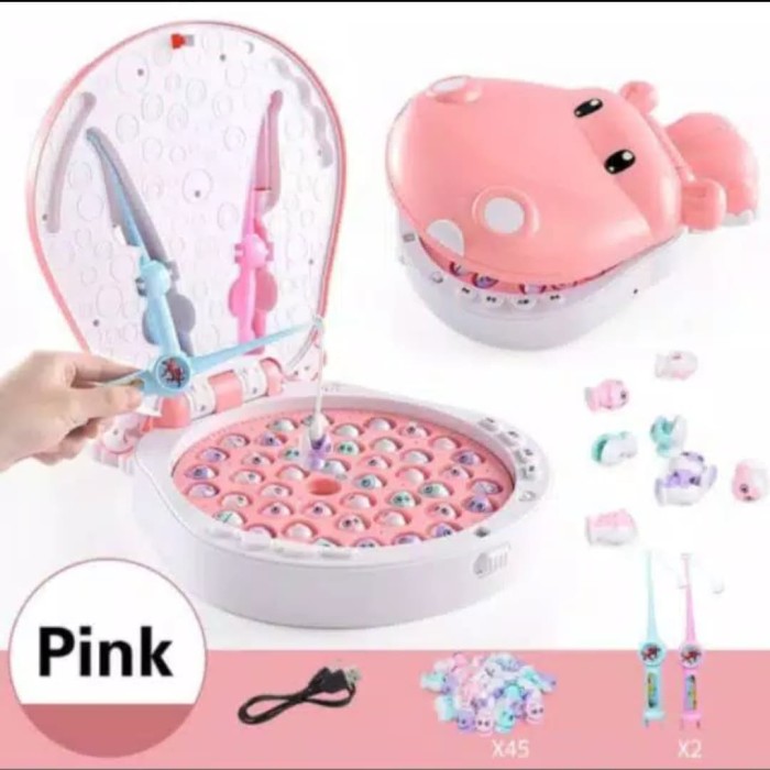 Foto Produk Mainan Edukasi Anak Hippo Pancingan ikan 45pcs Big size - Merah Muda dari AUTO KID II