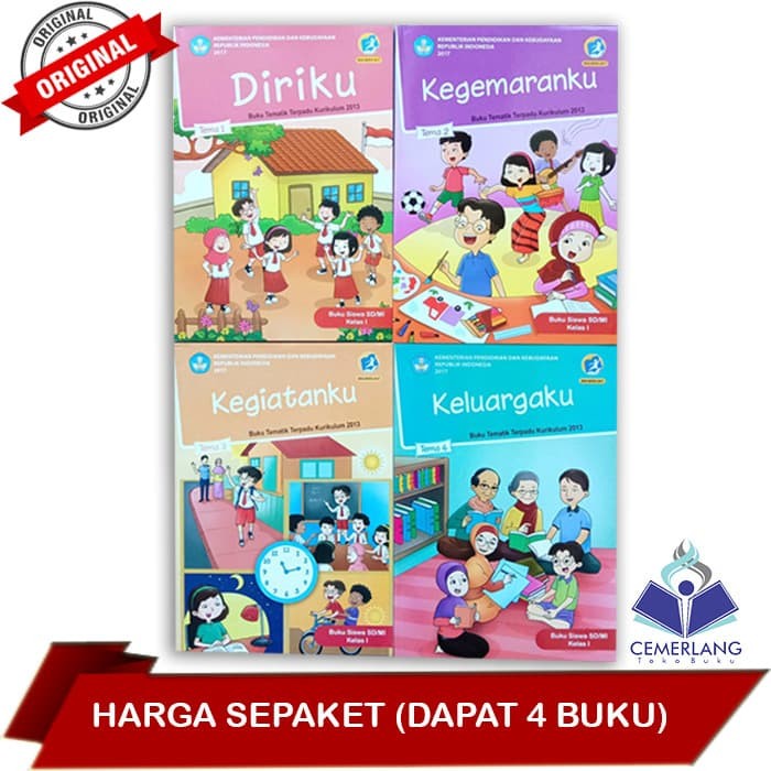 Jual BUKU SISWA TEMATIK KELAS 1 SD SEMESTER 1 TEMA 1 2 3 4 