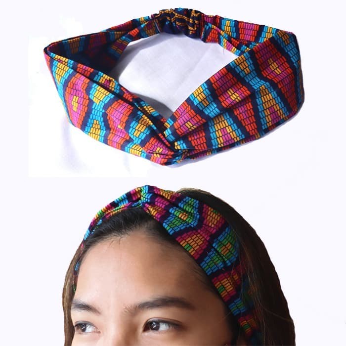 Jual Bando Bandana Kain  Motif Batik Etnik garis 
