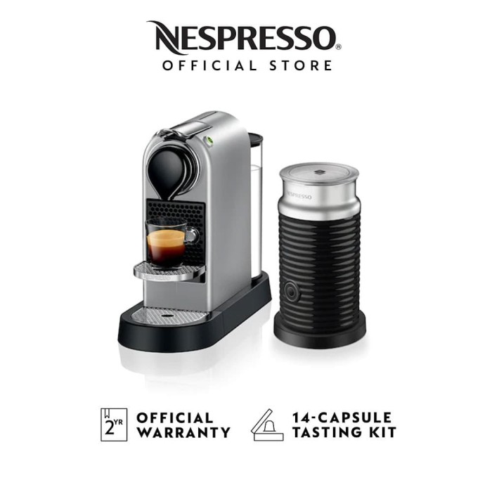 Jual NESPRESSO CitiZ D112 Coffee Machine, Silver with Aeroccino3 Kab