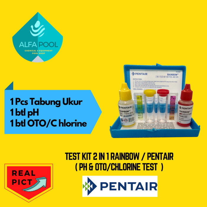 Jual Test kit 2 in 1 complete RAINBOW PENTAIR pH oto chlorine test