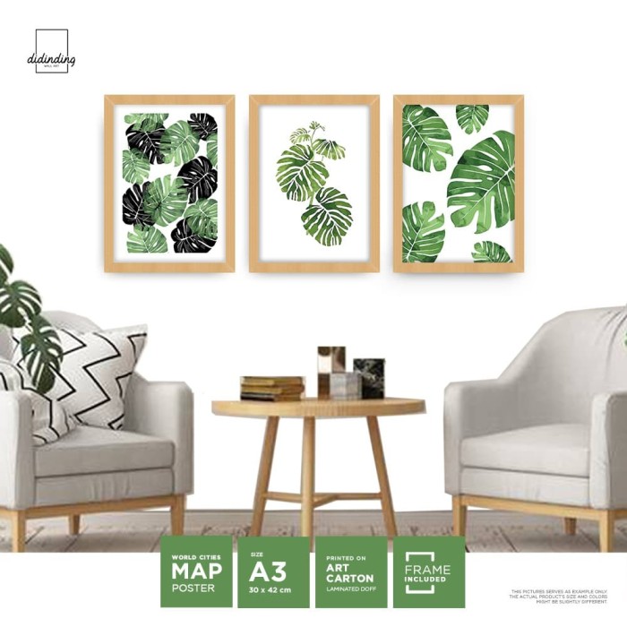 Jual Promo 3 Pcs A3 Monstera Leaves In Watercolor Wall Art Decor Wood Frame Kota Semarang Didinding Wall Art Tokopedia