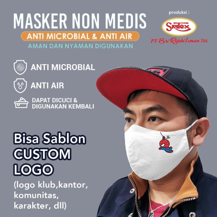 Jual Masker  Kain Bisa Sablon  Custom Anti Bakteri Anti 