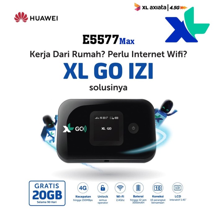 Jual XL Go IZI Mifi Router Modem Wifi 4G Huawei E5577 MAX ...