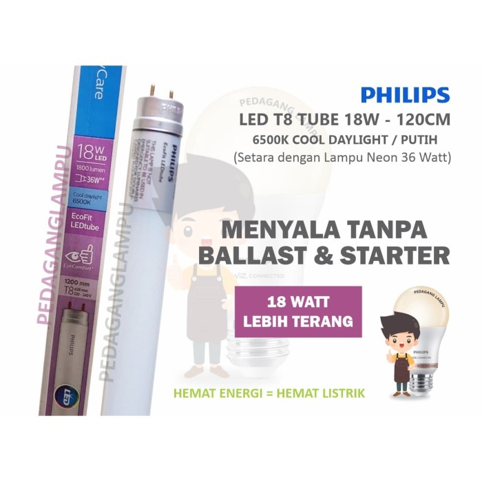 Jual LAMPU LED PHILIPS TL T8 18W 18WATT PENGGANTI NEON 36W 