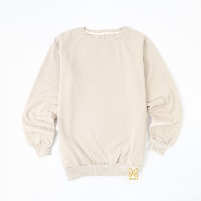 Jual Sweater Polos Crewneck  Basic Khaki Cream Unisex 