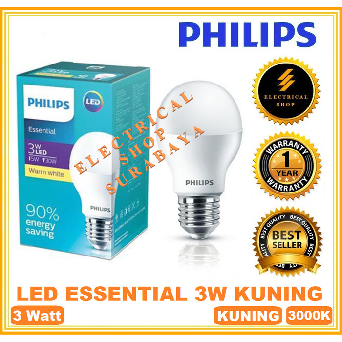  Jual  PHILIPS LAMPU  LED  ESSENTIAL 3W 3 WATT KUNING GARANSI 