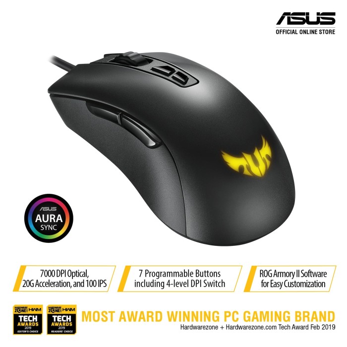 Promo ASUS TUF Gaming M3 Ergonomic Wired RGB Gaming Mouse 