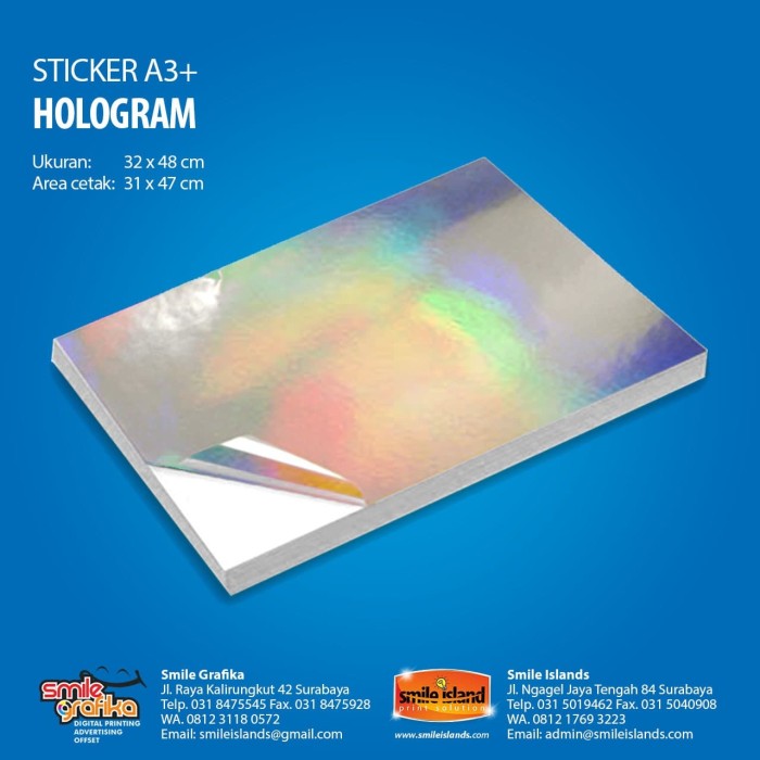 Jual BAHAN STIKER  HOLOGRAM  PELANGI A3 Kota Surabaya 