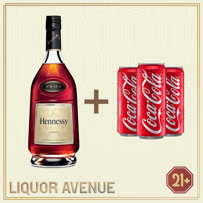 Jual Hennessy VSOP Cognac 700 ML + 3 Can CocaCola (Coke) Jakarta