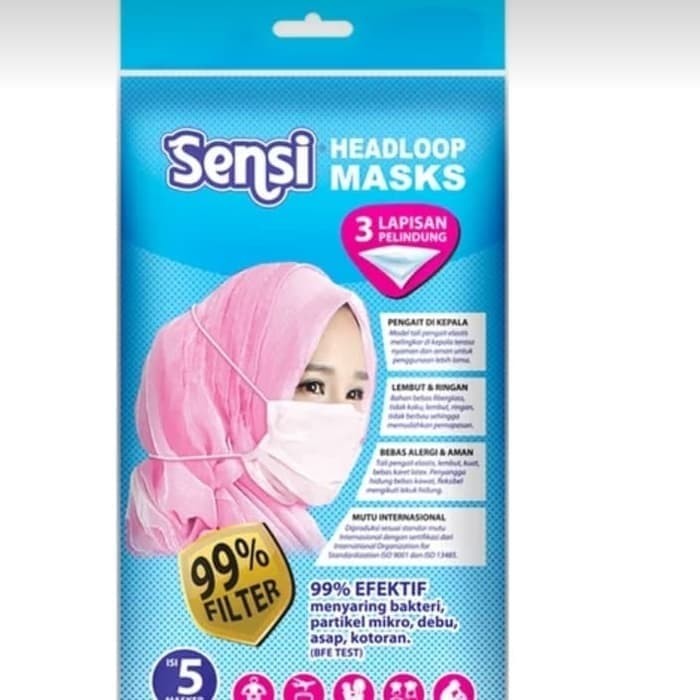 Jual Masker  Sensi  BFE 99 Headloop isi 5 Kota Bekasi 