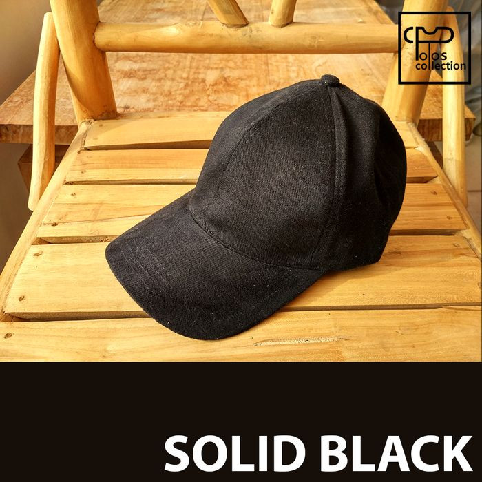 Jual Topi  Baseball Polos  Solid Black Hitam Kota 