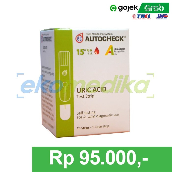 Jual Strip Autocheck Uric  Acid Asam  Urat  isi 25 strip 