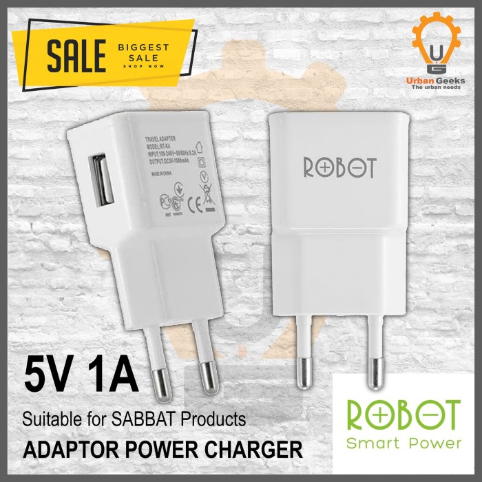 Foto Produk Adaptor Charger 5V 1A Robot RT-K4 Adapter Kepala Sabbat KZ TWS dari Urban Geeks