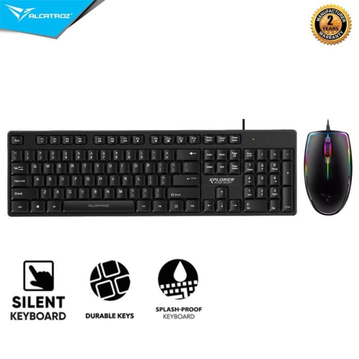 Promo Alcatroz Keyboard Xplorer K330 Silent Wired Combo Mouse Wired