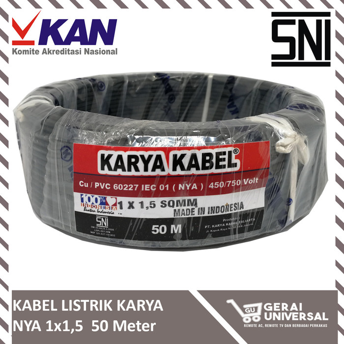 Jual Kabel Listrik Kawat NYA 1x1,5 50 Meter (50m) KARYA