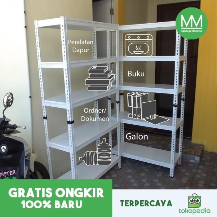 Jual rak besi boltless tanpa baut ukuran 90x35x180cm 5 