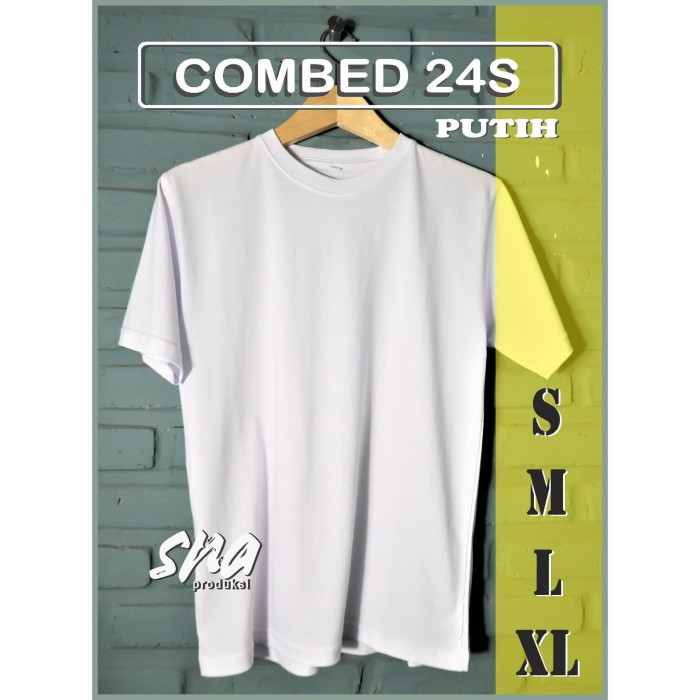 Jual Kaos Putih Polos Combed 24s Cotton Premium - S - Kab. Bandung