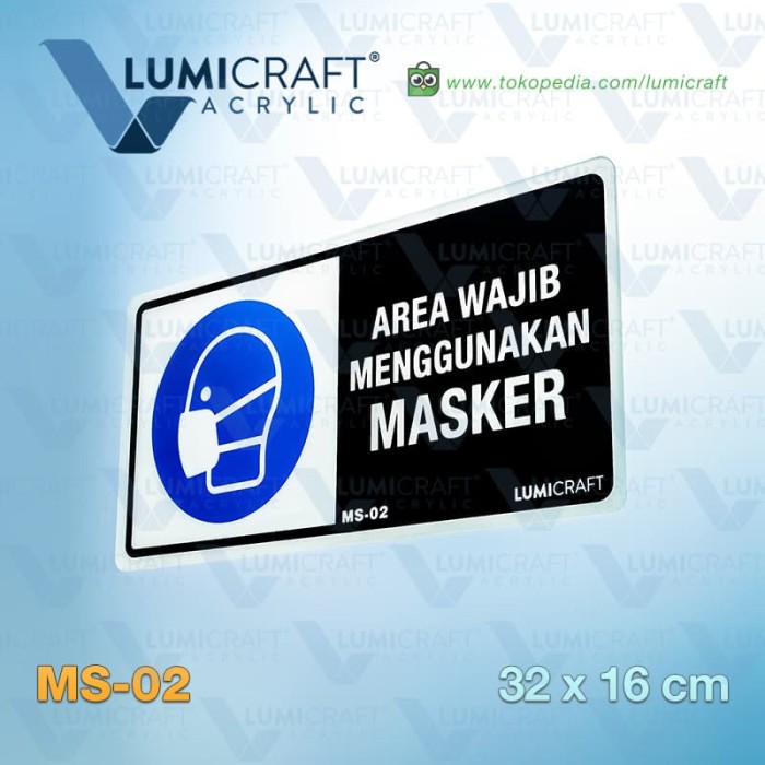 Jual Sign "Area Wajib Menggunakan Masker" Akrilik 32 x 16 cm | MS-02 - Kota Surabaya - Lumicraft ...