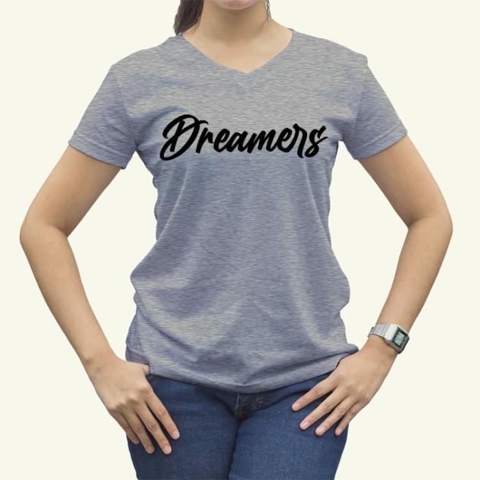 Jual Kaos Distro Wanita  DREAMERS lengan pendek Putih L 