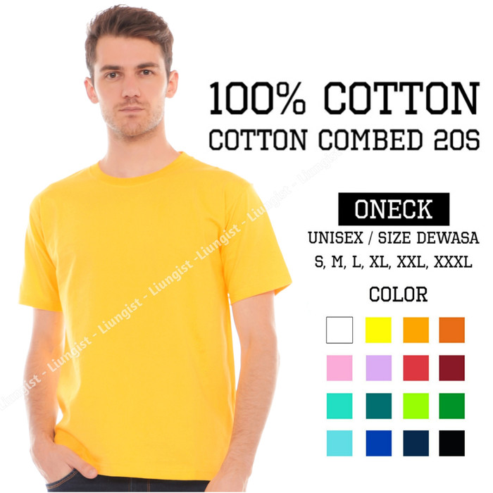 Jual Kaos polos combed 20s - KUNING MAS (100% cotton) - KUNING MAS, S - Jakarta Barat - Liungist ...