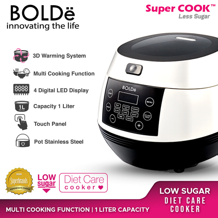 Jual BOLDe Less Sugar Super COOK Rice Cooker 1 Liter Rendah Gula 400