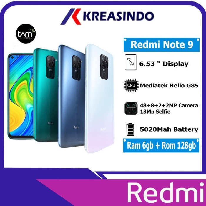 Jual Xiaomi Redmi Note 9 6/128 Ram 6gb Rom 128gb Garansi Resmi TAM